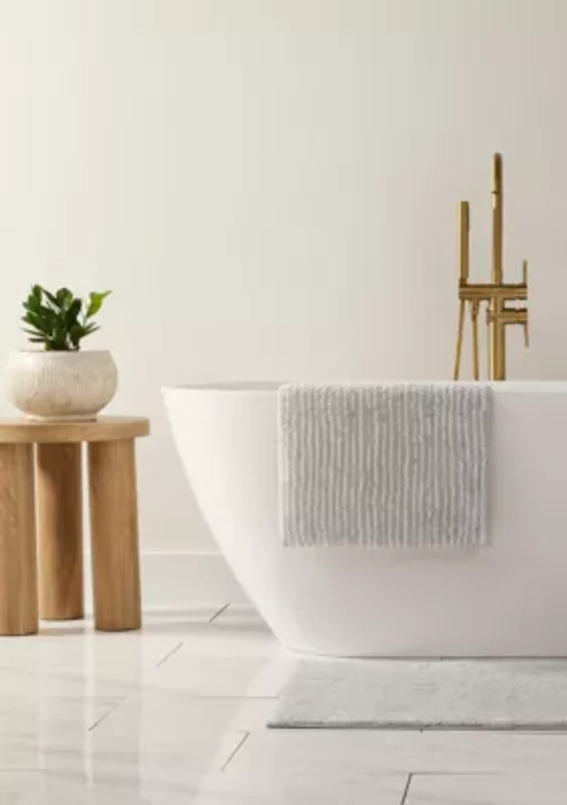 100% Cotton Pinstripe Patterned Bath Mat