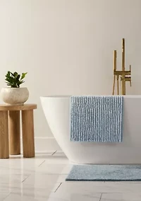 100% Cotton Pinstripe Patterned Bath Mat