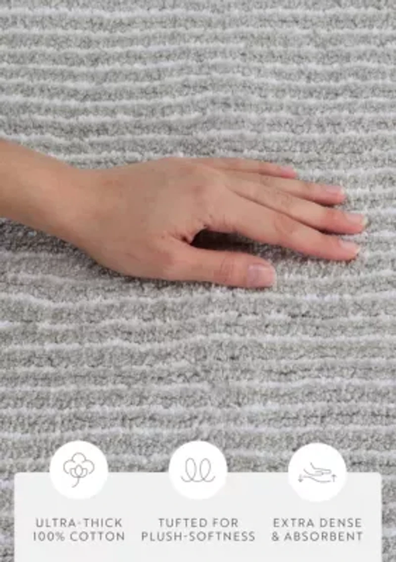 100% Cotton Pinstripe Patterned Bath Mat