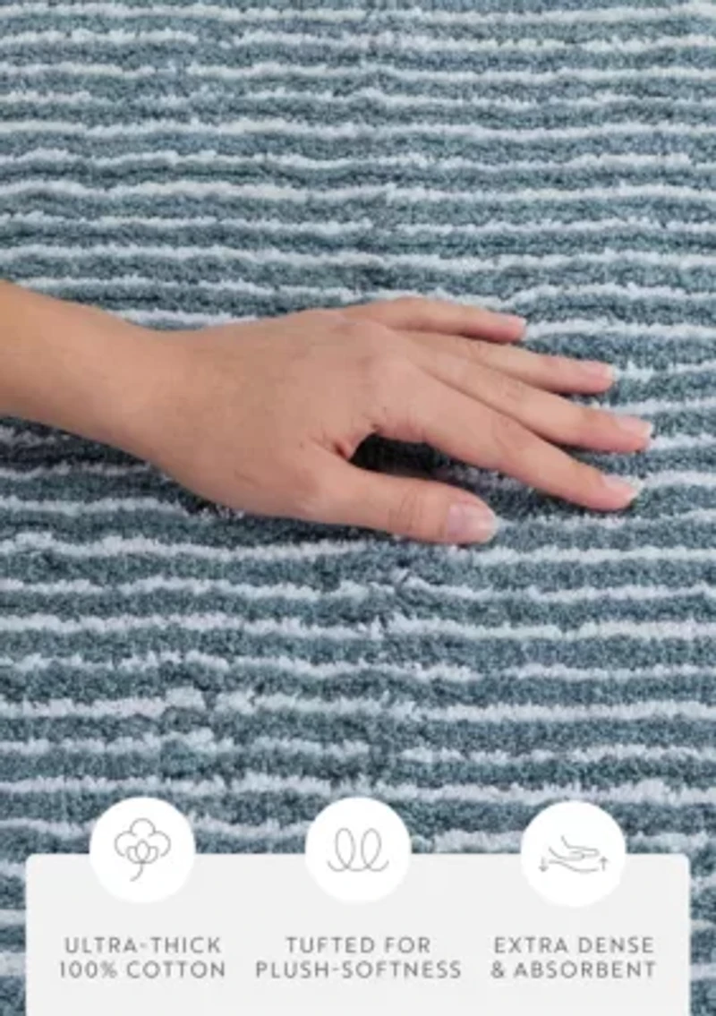 100% Cotton Pinstripe Patterned Bath Mat