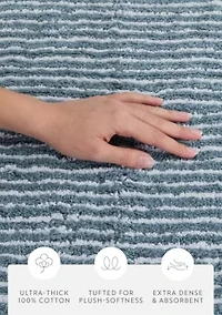 100% Cotton Pinstripe Patterned Bath Mat