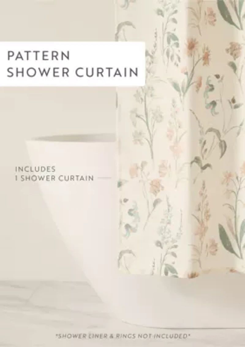 Timeless Floral Patterned Shower Curtain