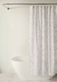 Cotton Blend Floral Print Shower Curtain