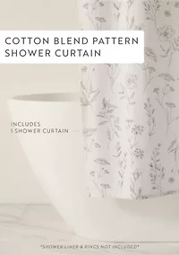 Cotton Blend Floral Print Shower Curtain