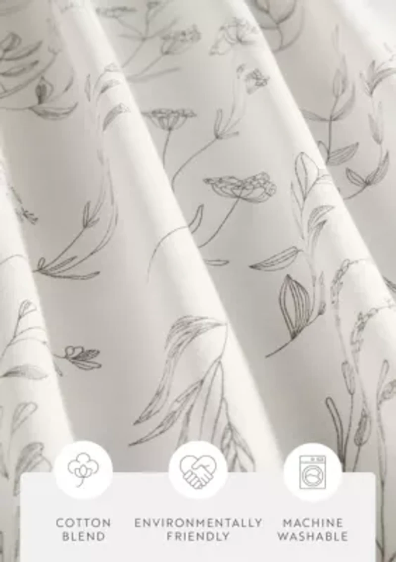 Cotton Blend Floral Print Shower Curtain