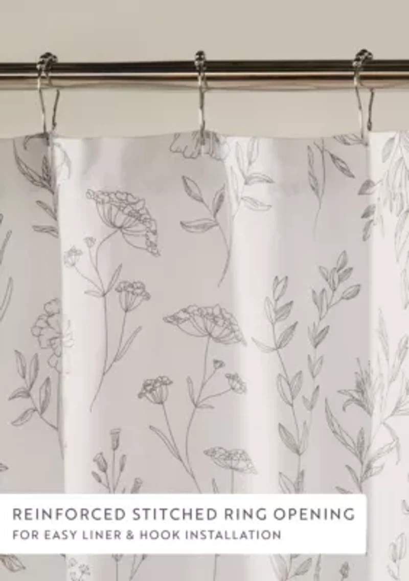Cotton Blend Floral Print Shower Curtain