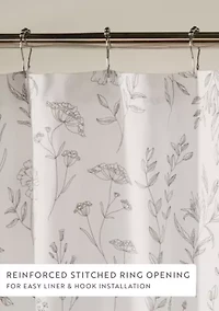 Cotton Blend Floral Print Shower Curtain