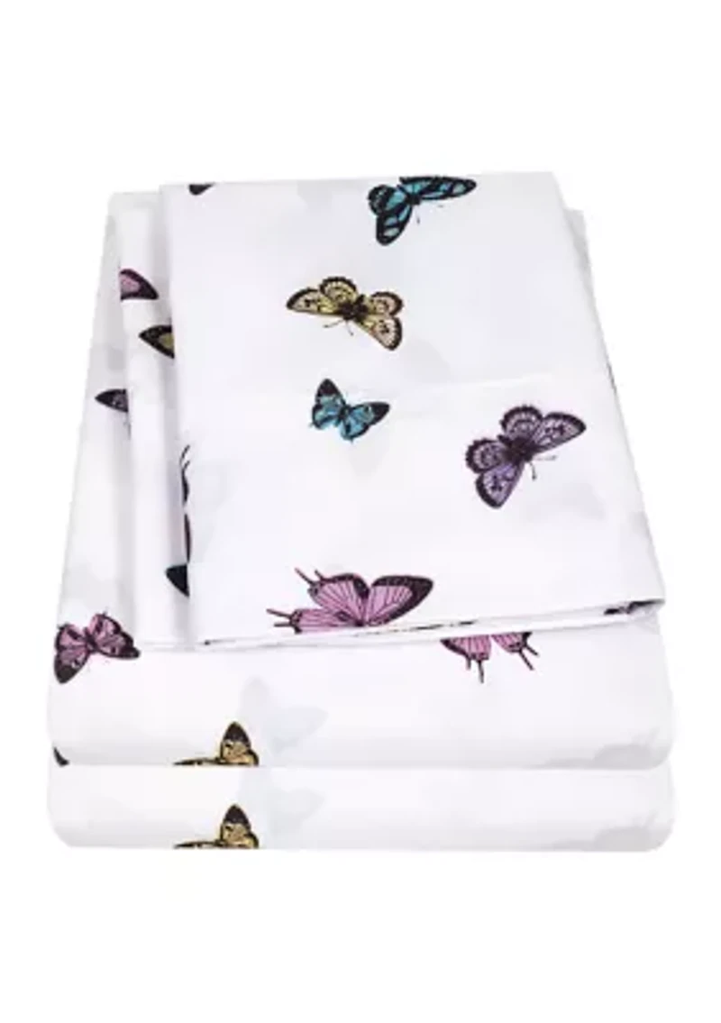 Kids Butterflies Sheet Set- Blue, Purple and Yellow