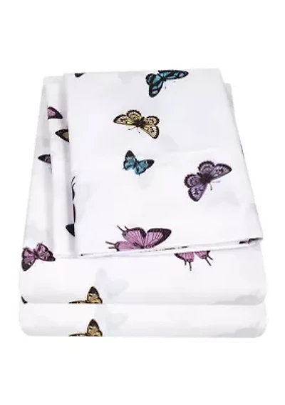Kids Butterflies Sheet Set- Blue, Purple and Yellow