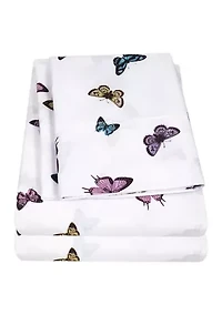 Kids Butterflies Sheet Set- Blue, Purple and Yellow
