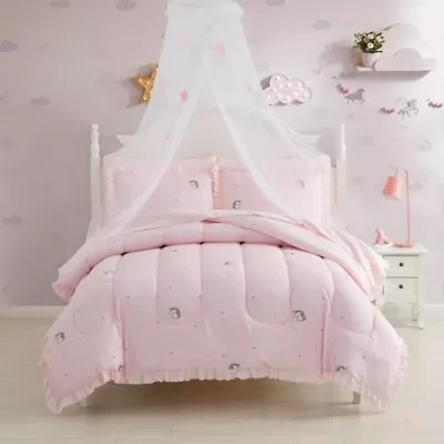 Kids Rainbow Unicorn Bed a Bag Comforter, Sham & Sheet Set
