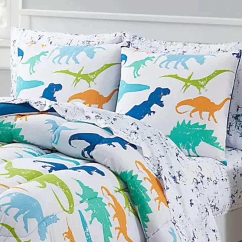 Kids Dinosaurs Bed a Bag Comforter, Sham & Sheet Set