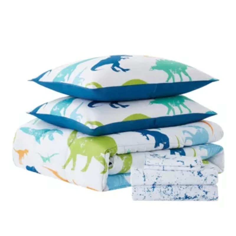 Kids Dinosaurs Bed a Bag Comforter, Sham & Sheet Set
