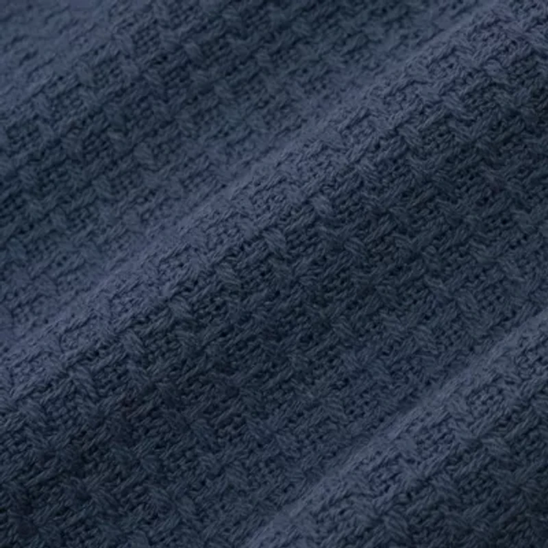 Grand Hotel 100% Cotton Houndstooth Stitch Pattern Woven Blanket