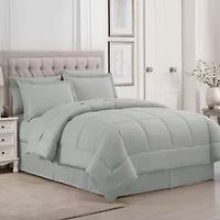 8 Piece Bed A Bag Hotel Dobby Embossed Comforter Sheet Skirt Sham Set