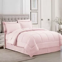 8 Piece Bed A Bag Hotel Dobby Embossed Comforter Sheet Skirt Sham Set