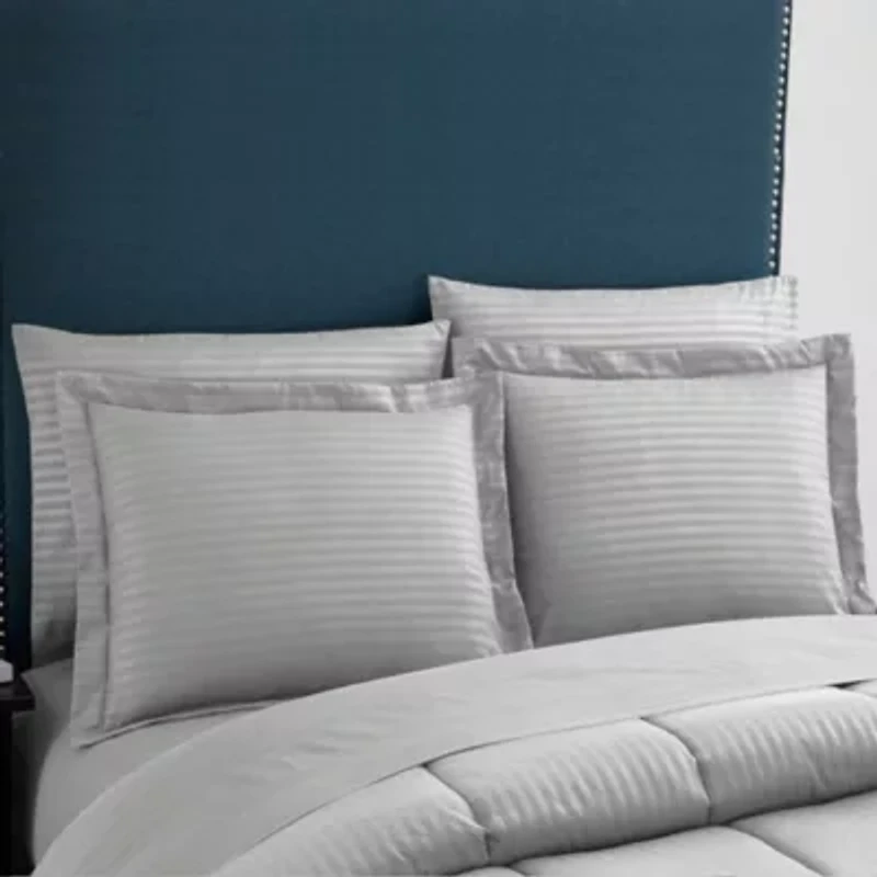 8 Piece Bed A Bag Hotel Dobby Embossed Comforter Sheet Skirt Sham Set