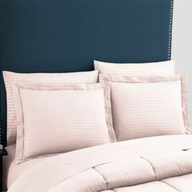 8 Piece Bed A Bag Hotel Dobby Embossed Comforter Sheet Skirt Sham Set