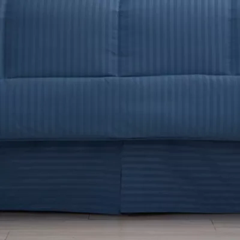 8 Piece Bed A Bag Hotel Dobby Embossed Comforter Sheet Skirt Sham Set