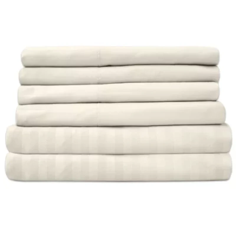 1500 Count 6 Piece Dobby Stripe 14" Pocket Sheet Set