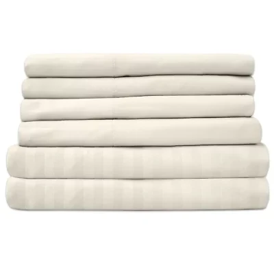 1500 Count 6 Piece Dobby Stripe 14" Pocket Sheet Set