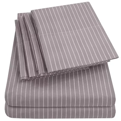 1500 Count Pinstripe 6 Piece Microfiber Sheet Set