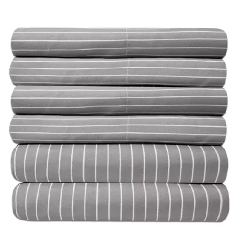 1500 Count Pinstripe 6 Piece Microfiber Sheet Set