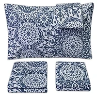 Oasis Blue Mandala Printed 4-Piece Microfiber Sheet Set