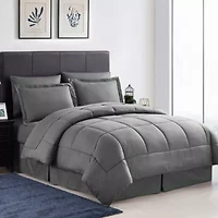 8 Piece Bed A Bag Greek Key Comforter Sheet Skirt Sham Set