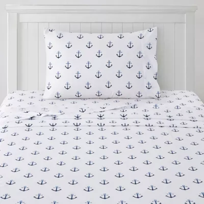 Ombre Ship Anchors Kids Microfiber Sheet Set