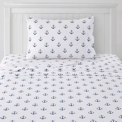 Ombre Ship Anchors Kids Microfiber Sheet Set