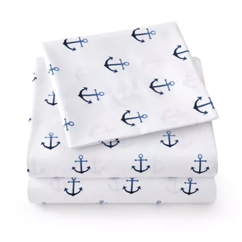Ombre Ship Anchors Kids Microfiber Sheet Set
