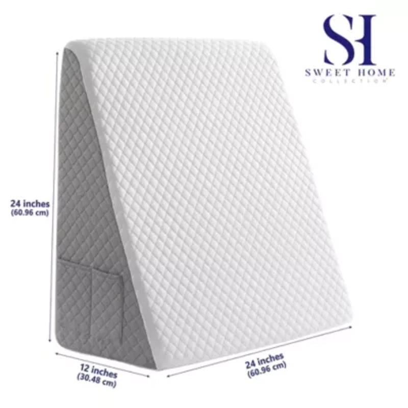 Memory Foam Bed Wedge Pillow with Pockets