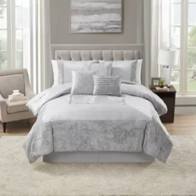 Sweet Home Collection Luna 7 Piece Crushed Velvet Comforter Set