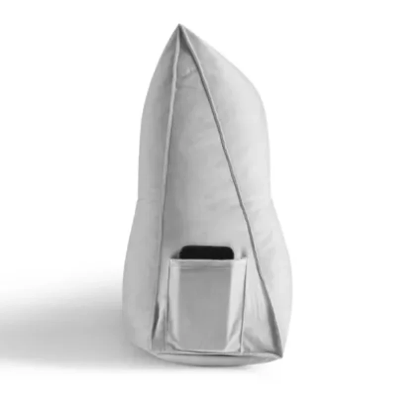 Triangle Headboard Wedge Bed Velvet Cushion with Side Pockets