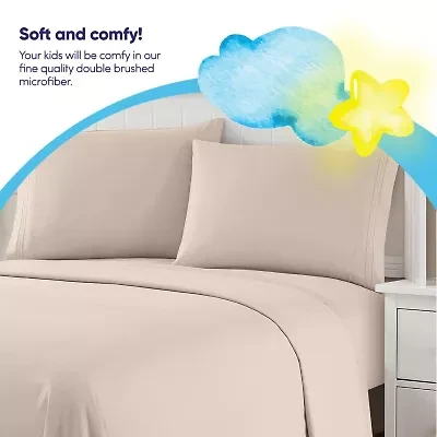 Sweet Home Collection Kids Solid 4 Piece Sheet Set, Ultra Soft 1800 Series, Double Brushed Microfiber