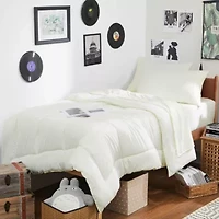 7PC Campus Ready Dorm Twin XL Bedding Bundle, Solid Comforter, Pillows and Sheet Set