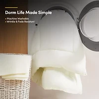 7PC Campus Ready Dorm Twin XL Bedding Bundle, Solid Comforter, Pillows and Sheet Set