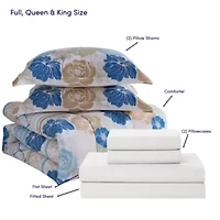 Sweet Home Collection 7 Piece Floral Stripe Bedding Set