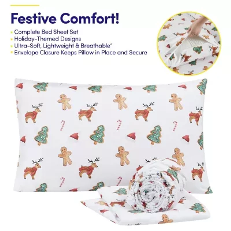 Printed Christmas Holiday Microfiber Sheet Sets