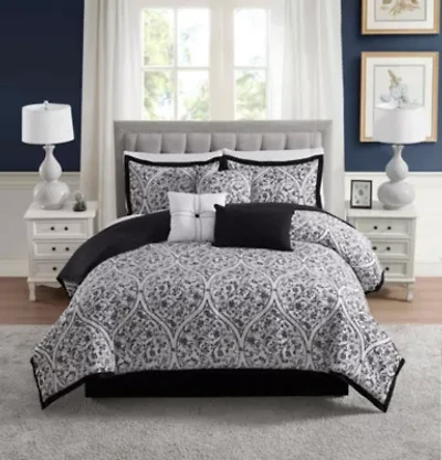 Sweet Home Collection 7 Piece Trieste Damask Jacquard Bedding Set