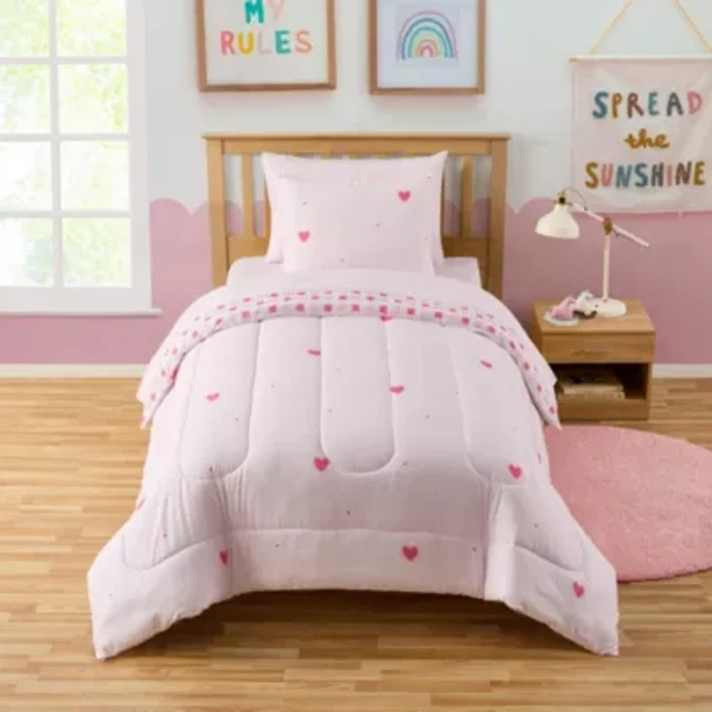 Hearts Printed Kids Bedding Set Includes Sheet