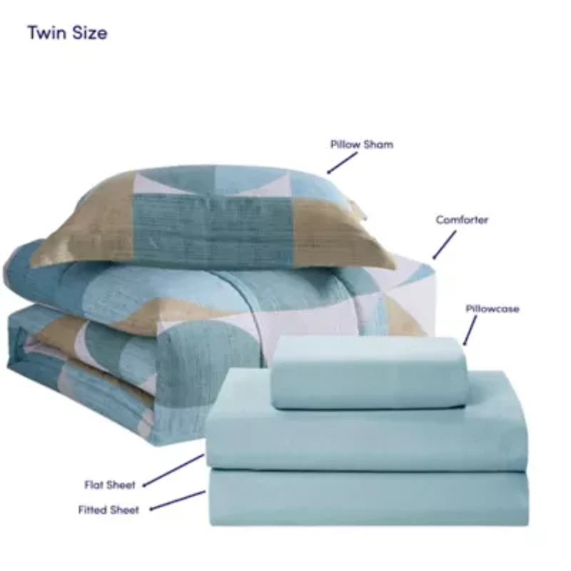 7 Piece Geo-Aqua Bedding Set