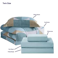 7 Piece Geo-Aqua Bedding Set