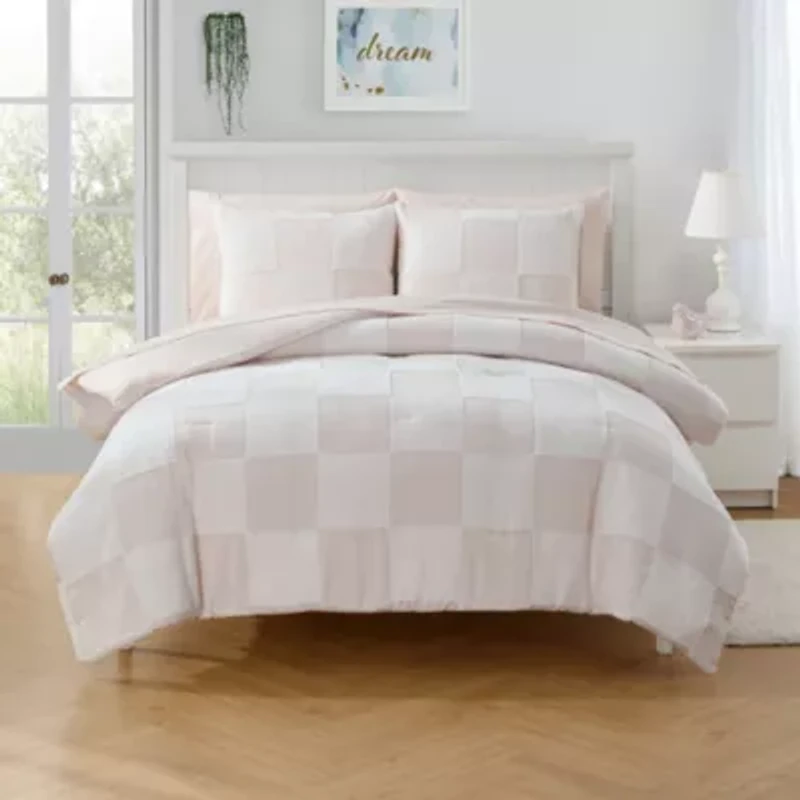 Kids Chenille Checkered Bed a Bag Comforter & Sheet Set