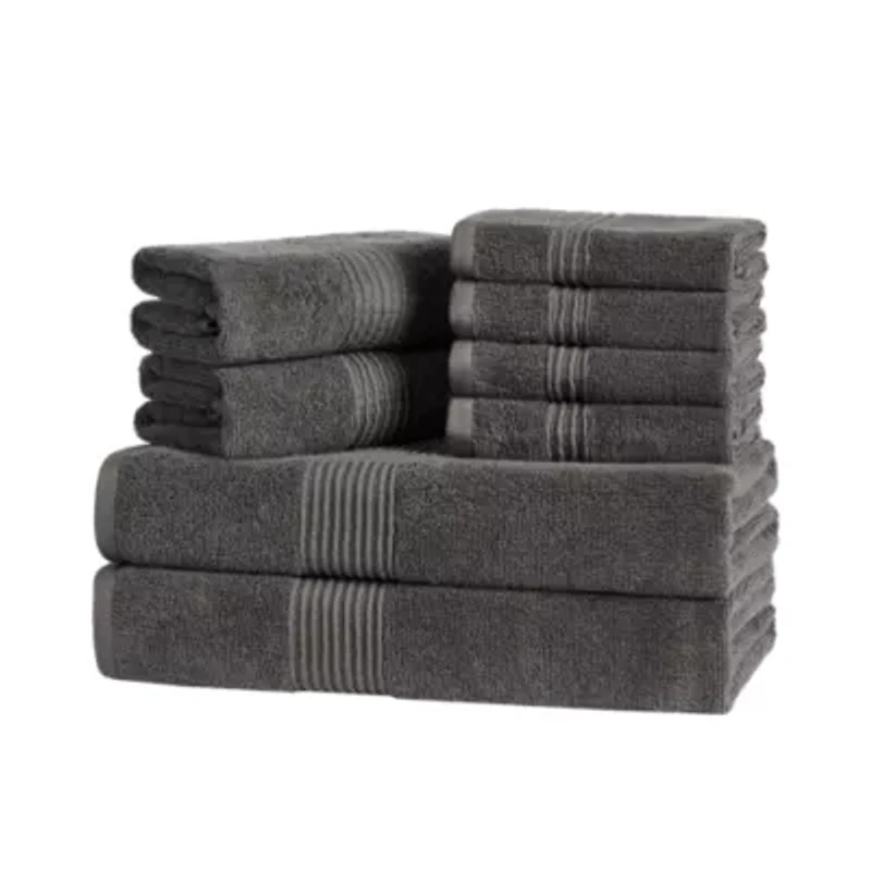 8PC 100% Combed Cotton Towel Set (2 Bath, 2 Hand, 4 Wash)