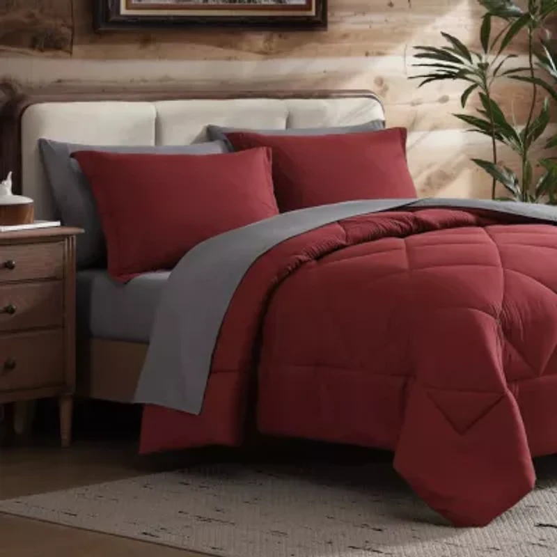 7 Piece Reversible Comforter & Sheet Set, All Season Bedding Set