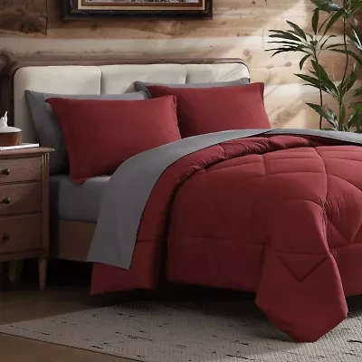 7 Piece Reversible Comforter & Sheet Set, All Season Bedding Set