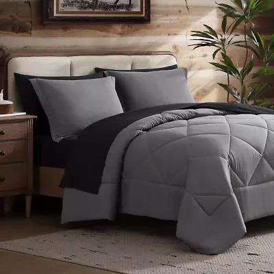 7 Piece Reversible Comforter & Sheet Set, All Season Bedding Set