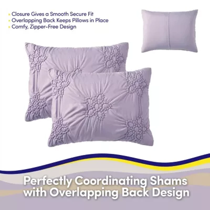 Floral Pintuck Kids Bedding Set Includes Printed Sheet